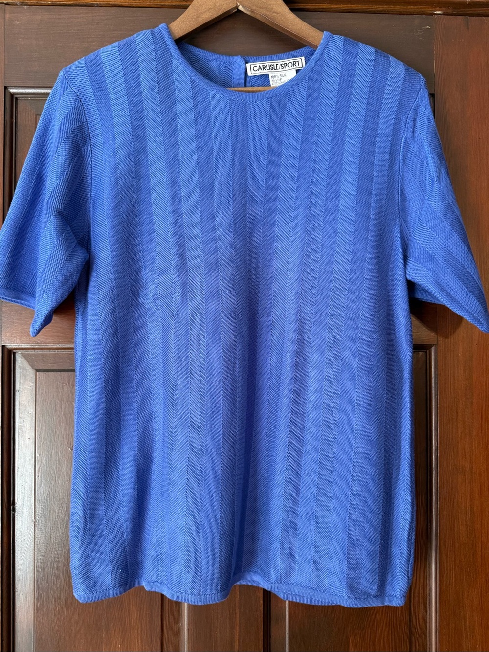 Vintage Carlisle women’s Royal Blue Short-Sleeve Silk Knit Tee
